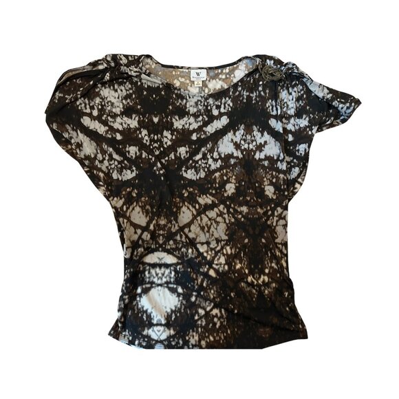 Worthington Womens S Stretch Top With Abstract Pattern Career Embellished - Picture 1 of 4